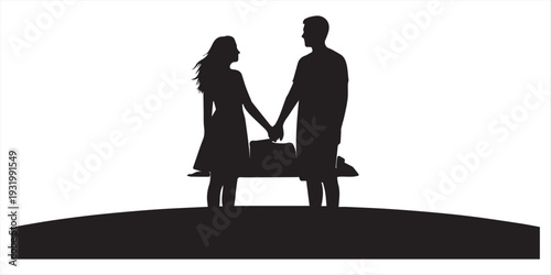 Romantic couple holding hands at serene beach during vibrant sunset perfect for National Marriage Week