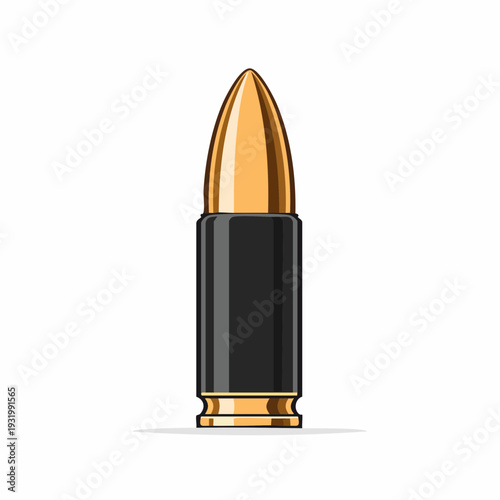 Artillery Shell in Focus: A single, precisely detailed artillery shell stands in stark contrast. Its shiny gold tip and dark casing create an image of powerful intent.