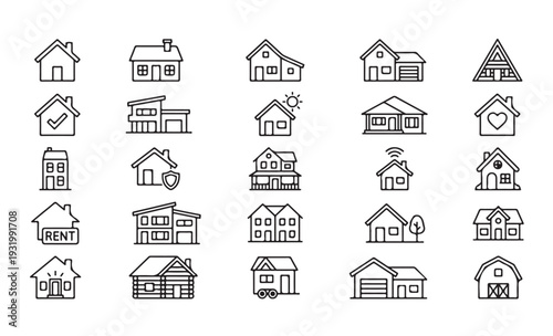 Diverse House Icon Set: Real Estate and Home Ownership Collection