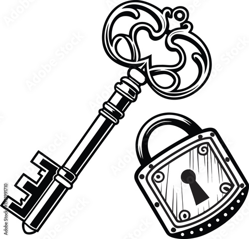 Lock icon collection. Locked and unlocked black line icon set