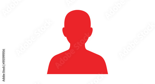 Simple red human head silhouette against a white background silhouette