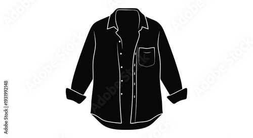 Black shirt with long sleeves and a pocket simple graphic silhouette