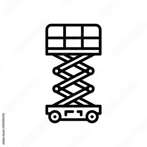 Mobile scissor lift platform icon shows mechanical vertical elevation.