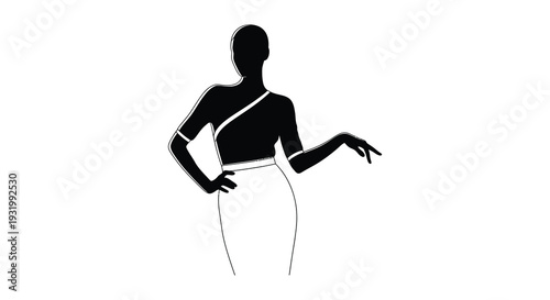 Minimalist image of a woman in a modern pose striking black silhouette