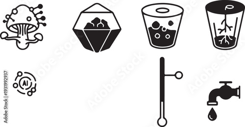 Microscopic view of mycelium and biochar in soil, illustrating advanced ecological technology for sustainable earth regeneration.