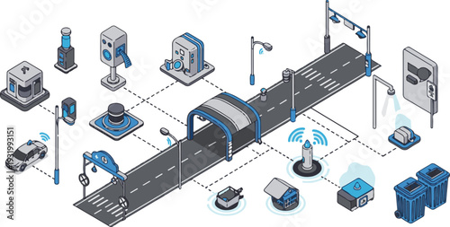 Smart City IoT Network Visualization with Connected Devices and Data Flow