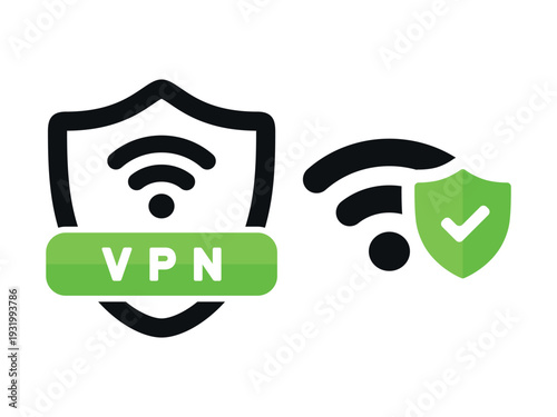 VPN shield logo icon set. Vector illustration