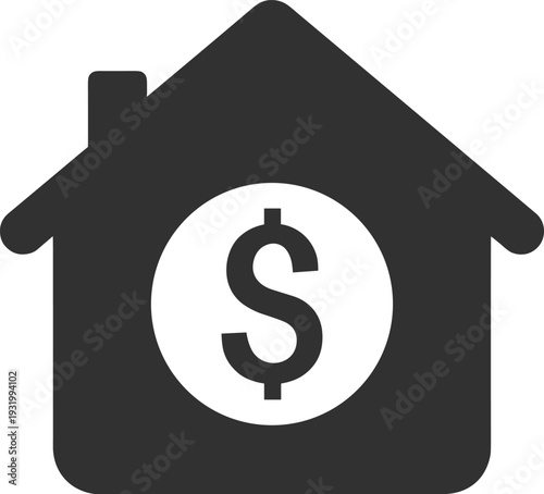 House with dollar coin symbol depicting real estate investment or home cost
