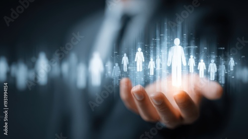 Ai in human resources corporate presentation of holographic people analytics in a futuristic business environment