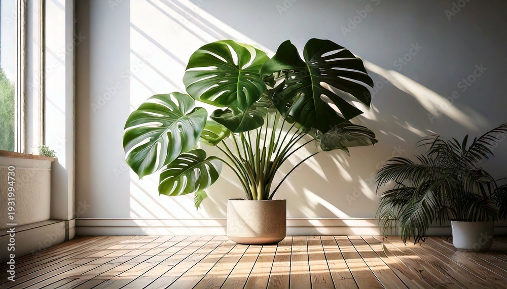 Fototapeta premium Monstera leaf on white background