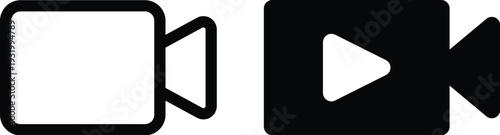 Clapper board icon set. Open and closed movie clapper. Vector EPS 10, Photo and video icon set. Icons of photography, image, photo gallery, video camera and photo camera. Diaphragm icon. image, video