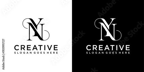  NY or YN initial letter logo design vector