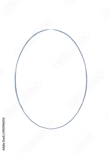 Hand drawn oval whimsical blue PNG frame border