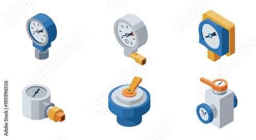 Isometric gauge set: collection of six unique pressure meters