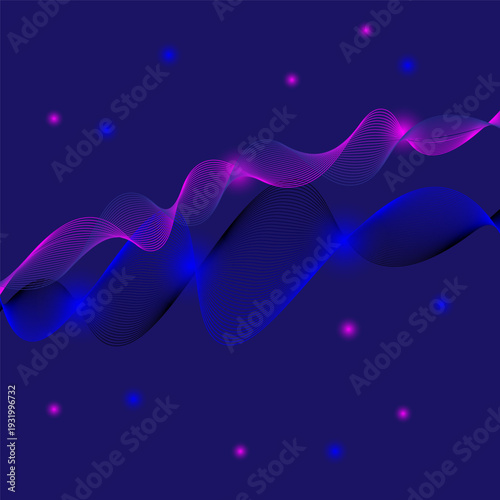 An unusual abstract pattern of colorful lines and highlights on a dark blue background