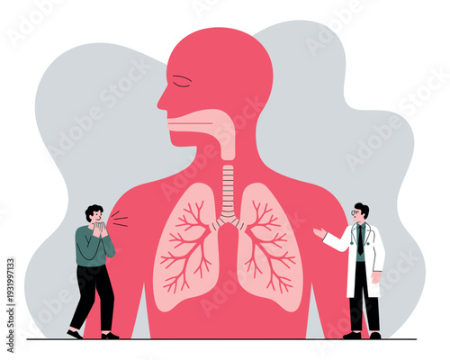 A doctor explains lung health to a patient with respiratory issues