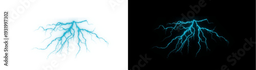 Foto PNG image of blue lightning bolt on black and white background