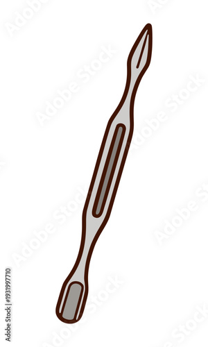 Metal Cuticle Pusher Manicure Tool Retro Vector Illustration