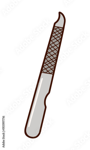Metal Nail File Grooming Tool Retro Vector Illustration