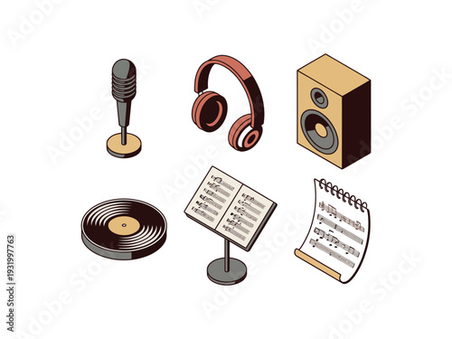 Music production gear shows microphone.