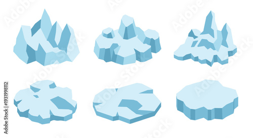 Isometric iceberg set: geometric arctic ice forms for cold environment designs