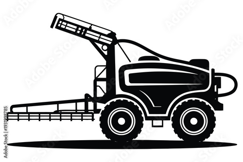 Modern Orchard Sprayer Vector Icon - Agricultural Machinery for Vineyard and Fruit Farm Irrigation & Pesticide Application - High-Tech Farming Equipment Illustration
