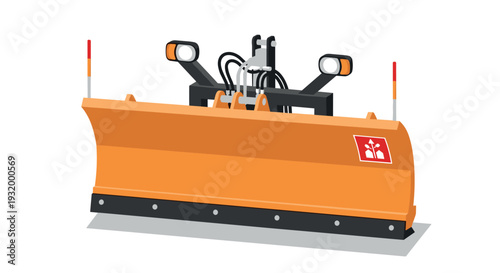 Modern snow plow blade with hydraulics in flat style on white background