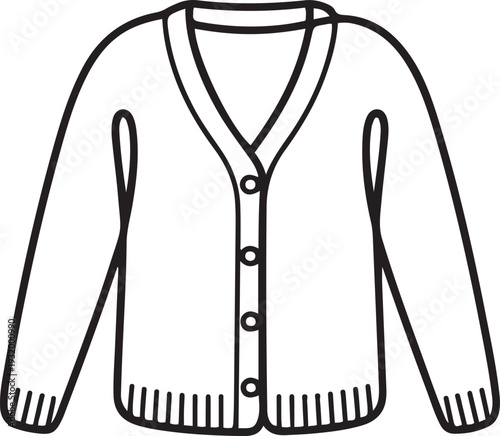 Cardigan icon line continuous drawing vector. One line A fairytale jacket icon vector background. black art icon drawing vector