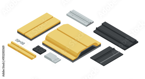 Isometric construction components in modern design style