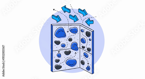 Climbing wall with directional arrows indicating movement and strategy.