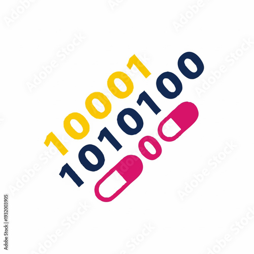 Digital Health and Medicine Binary Code Pills.
