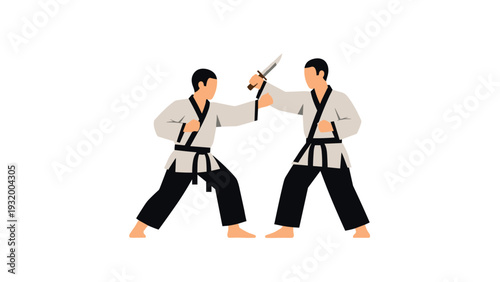 Karate self-defense practice: martial arts knife defense training