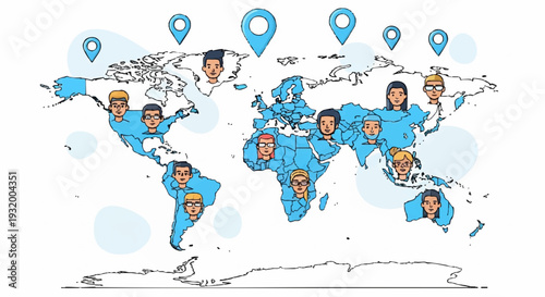 Global Network of Diverse People Connected Worldwide.