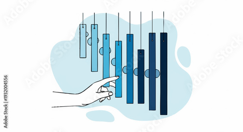 Hand Touching Musical Wind Chimes Creating Melodies.