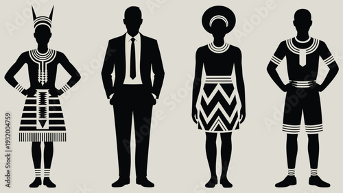 Gender Diverse Professional Team Silhouette Vector Business Group Men Women Standing Equal Representation Illustration Corporate Diversity EPS Workplace Gender Balance