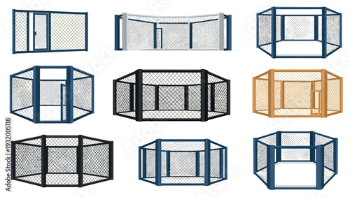 Mixed martial arts cage collection in 3d versatile styles