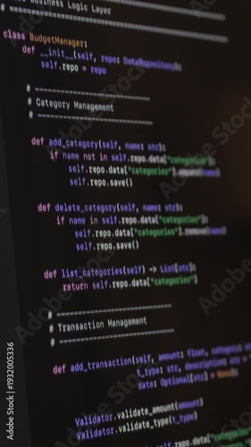 Vibe coding session with ai assistant visible on screen displaying source code. Programming workflow reflects automation, digital innovation and modern software development process.
