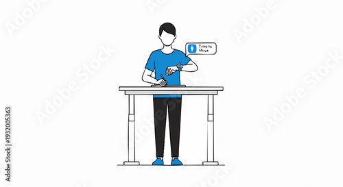 Man Checking Smartwatch Notification at Desk.
