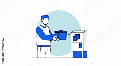 Man depositing package into automated parcel locker.