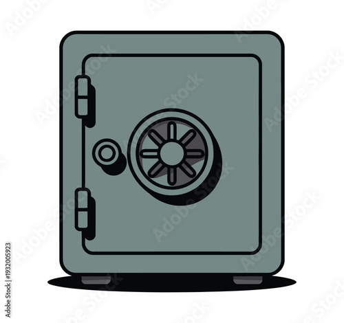 Metal safe box with circular combination lock.