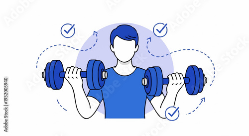 Man lifting weights for strength training and fitness.
