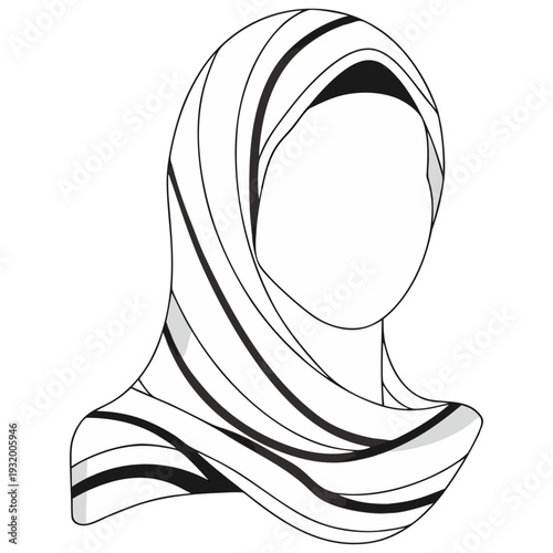 Black and white striped hijab vector illustration