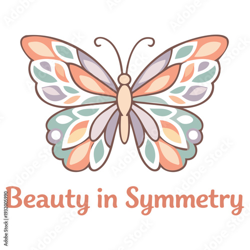 Colorful artistic butterfly illustration with symmetrical patterns and pastel tones showcasing beauty in design isolated on transparent background