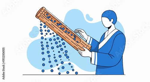 Man playing a traditional bamboo musical instrument.