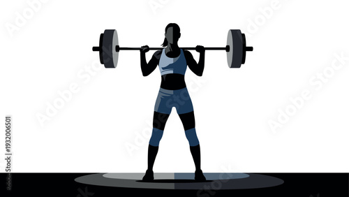 Silhouette of woman powerlifting with barbell in gym setting