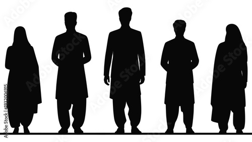 Professional Business Team Five People Silhouette Vector Corporate Group Standing Illustration Workforce Team Design EPS Business Colleagues