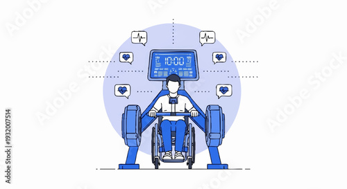 Person in wheelchair using advanced technology simulation.