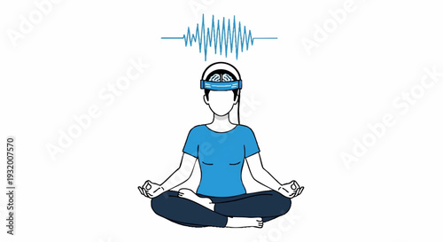 Person Meditating with Brainwave Monitoring Device.