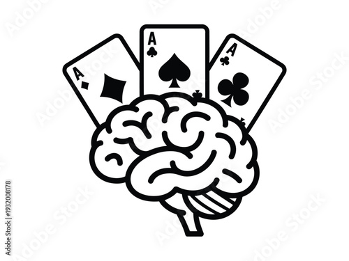 Brain with playing cards suggests mental.