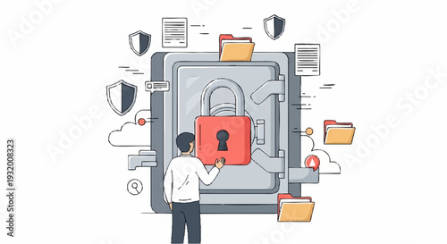 Secure Data Storage and Access with a Locked Safe and Person.